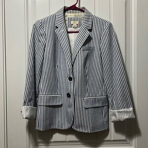 J. Crew Navy and White Striped Blazer